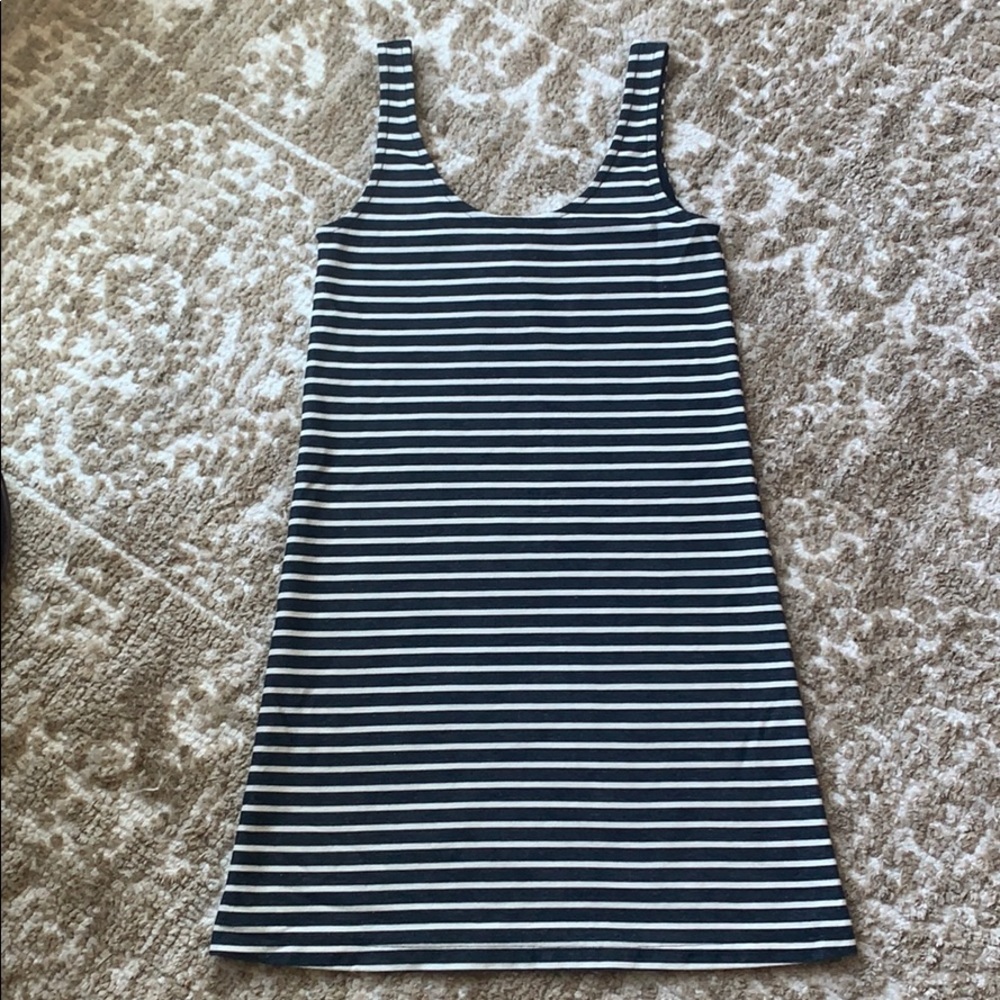 Madewell cream and black striped tank dress